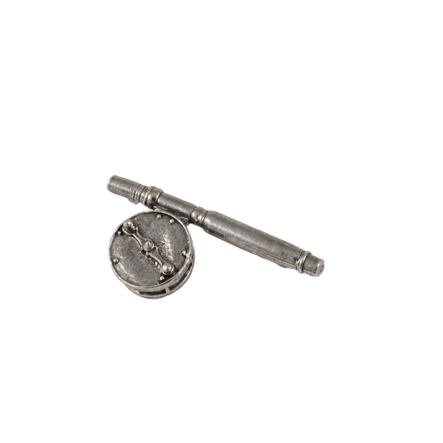 Detailed Antique Pewter Freshwater Fly Rod & Reel Pin that can be worn on a hat, jacket, backpack, etc.