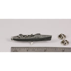 A handcrafted Hobie Fishing Kayak Pin next to a ruler, available for sale at Creativeartisan.com - the image offers a sense of scale