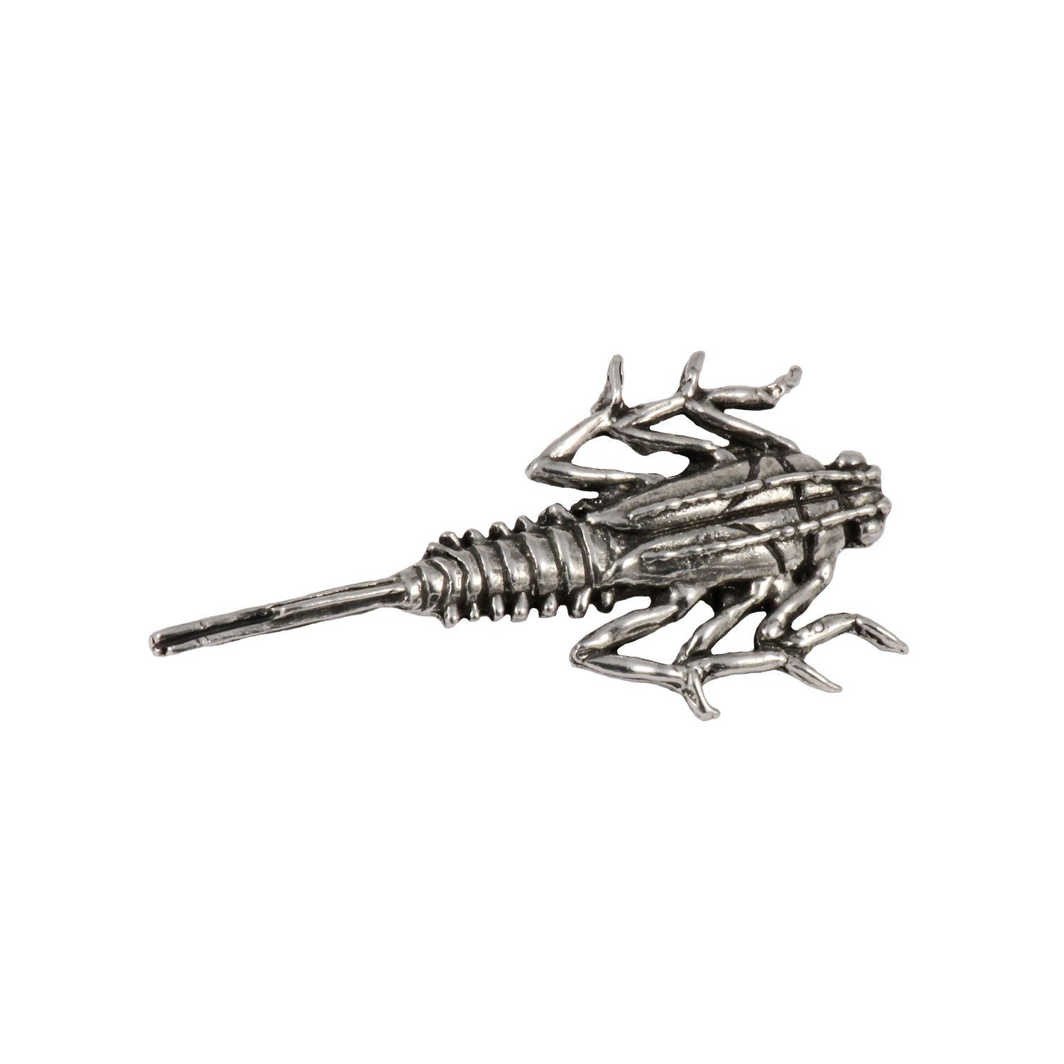 Detailed Antique Pewter Stone Fly Pin that can be worn on a hat, jacket, backpack, etc.