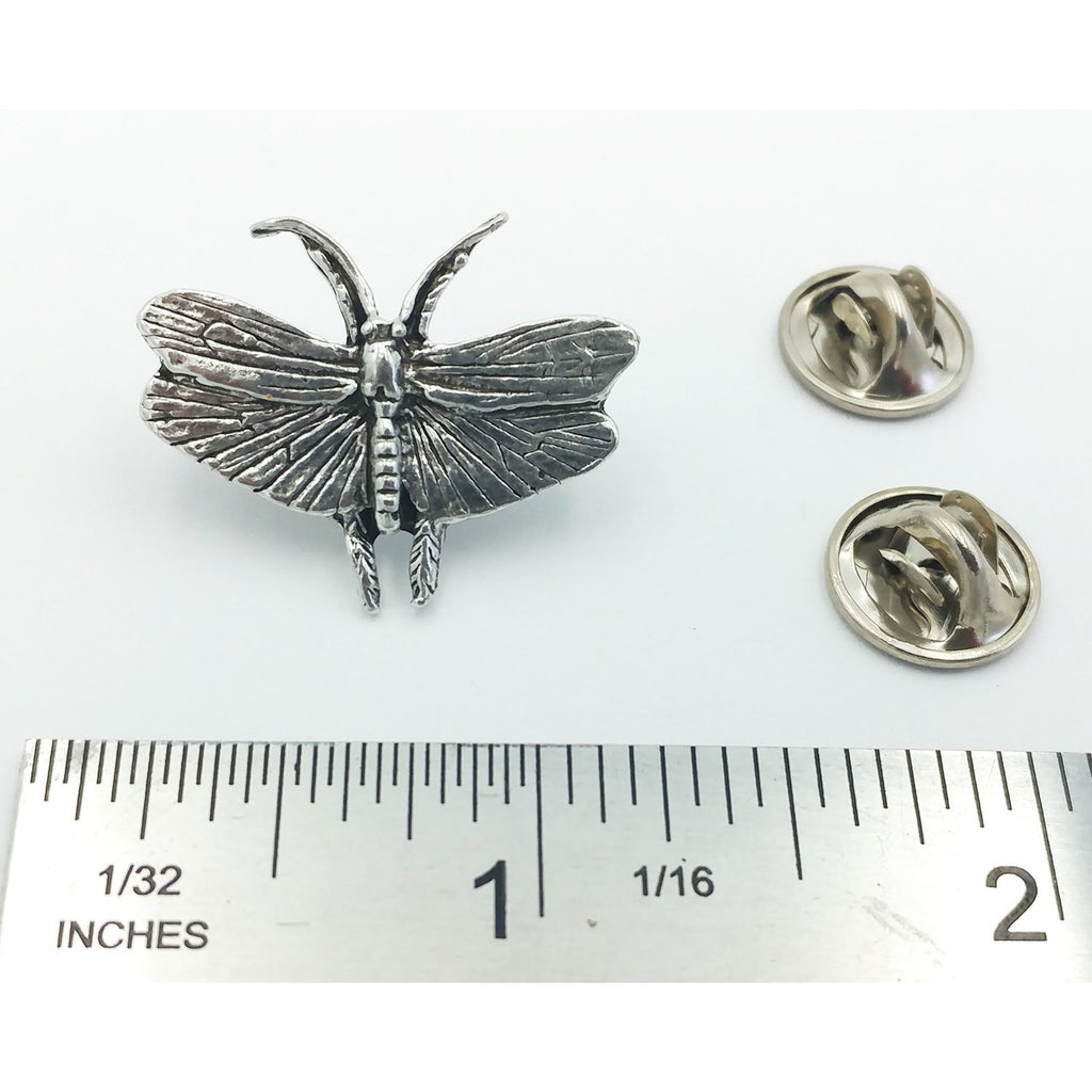 A handcrafted Moth Pin next to a ruler, available for sale at Creativeartisan.com - the image offers a sense of scale
