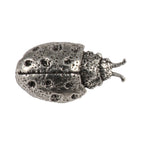 Detailed Antique Pewter Ladybug Pin that can be worn on a hat, jacket, backpack, etc.