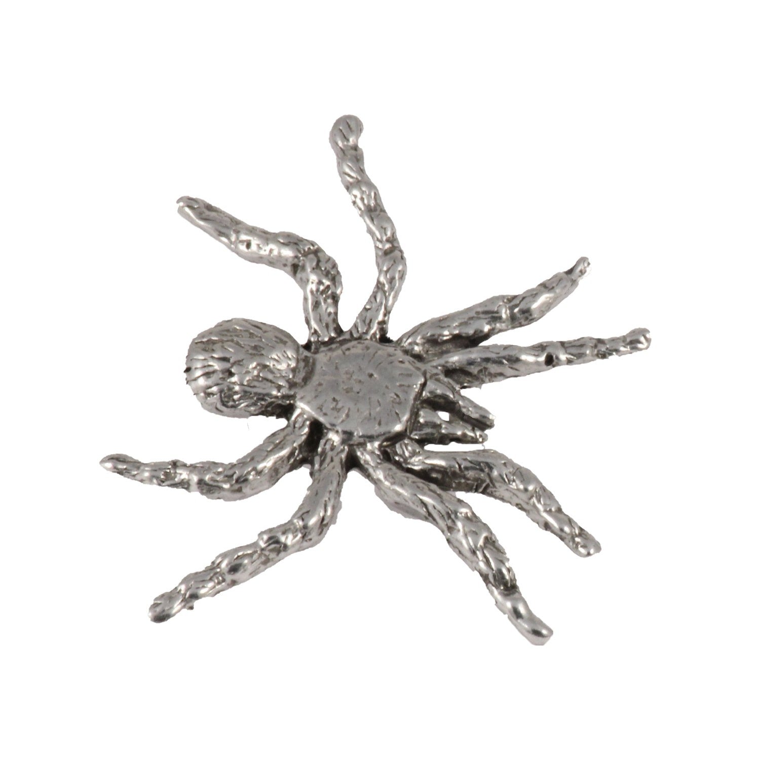 Detailed Antique Pewter Tarantula Pin that can be worn on a hat, jacket, backpack, etc.