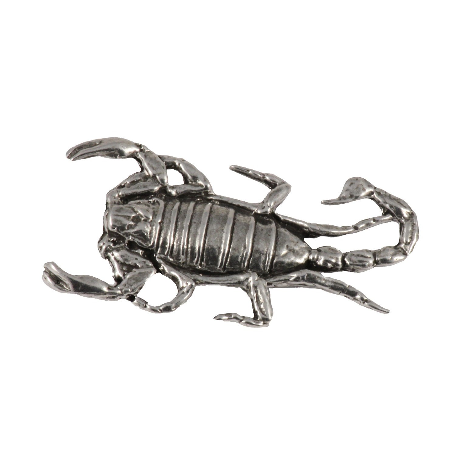 Detailed Antique Pewter Scorpion Pin that can be worn on a hat, jacket, backpack, etc.