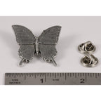 A handcrafted Tiger Swallowtail Butterfly Pin next to a ruler, available for sale at Creativeartisan.com - the image offers a sense of scale
