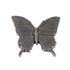 Detailed Antique Pewter Tiger Swallowtail Butterfly Pin that can be worn on a hat, jacket, backpack, etc.