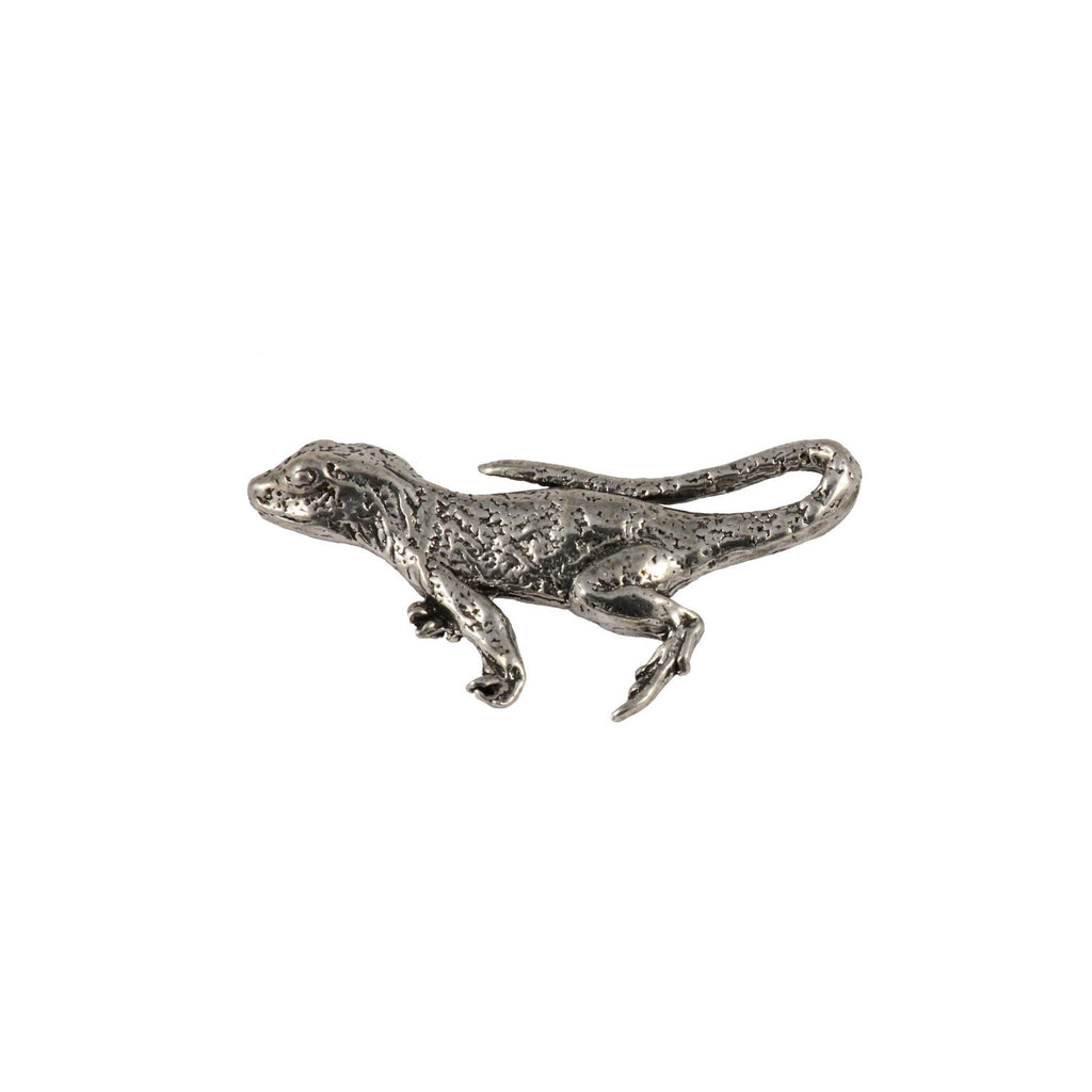 Detailed Antique Pewter Lizard Pin that can be worn on a hat, jacket, backpack, etc.