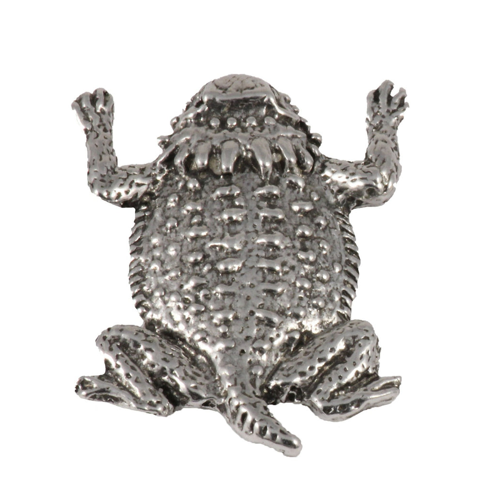 Detailed Antique Pewter Horny Toad (Short-Horned Lizard) Pin that can be worn on a hat, jacket, backpack, etc.