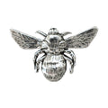 Detailed Antique Pewter Bumble Bee Top View Pin that can be worn on a hat, jacket, backpack, etc.