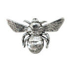 Detailed Antique Pewter Bumble Bee Top View Pin that can be worn on a hat, jacket, backpack, etc.