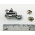 A handcrafted Boa Constrictor Pin next to a ruler, available for sale at Creativeartisan.com - the image offers a sense of scale