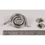 A handcrafted Coral Snake Pin next to a ruler, available for sale at Creativeartisan.com - the image offers a sense of scale