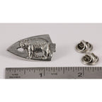 A handcrafted Broadhead With Black Bear Pin next to a ruler, available for sale at Creativeartisan.com - the image offers a sense of scale