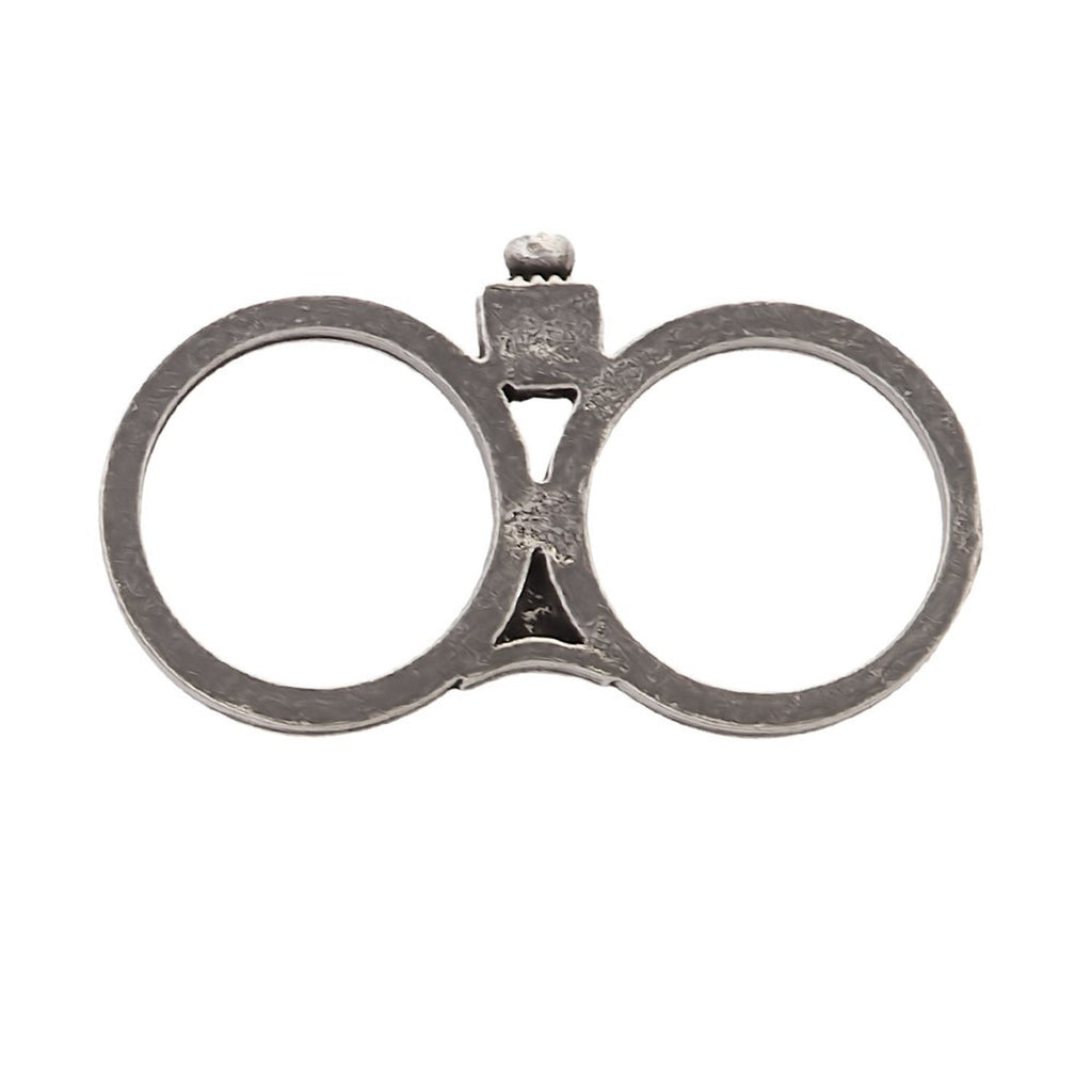 Detailed Antique Pewter Side By Side Barrel With Target Bead Pin that can be worn on a hat, jacket, backpack, etc.