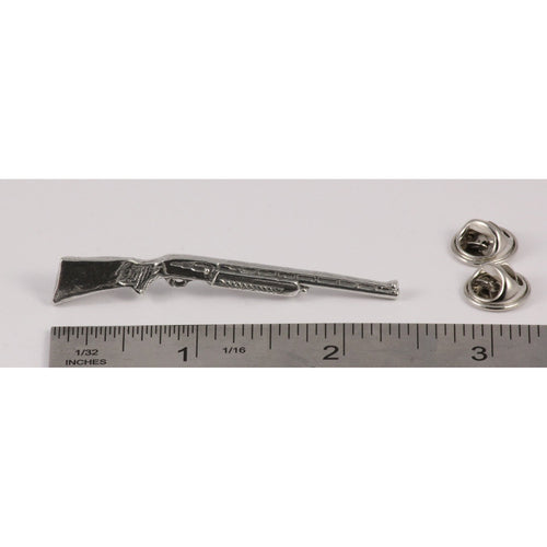 A handcrafted Automatic Shotgun Pin next to a ruler, available for sale at Creativeartisan.com - the image offers a sense of scale