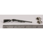 A handcrafted Pump Shotgun Pin next to a ruler, available for sale at Creativeartisan.com - the image offers a sense of scale