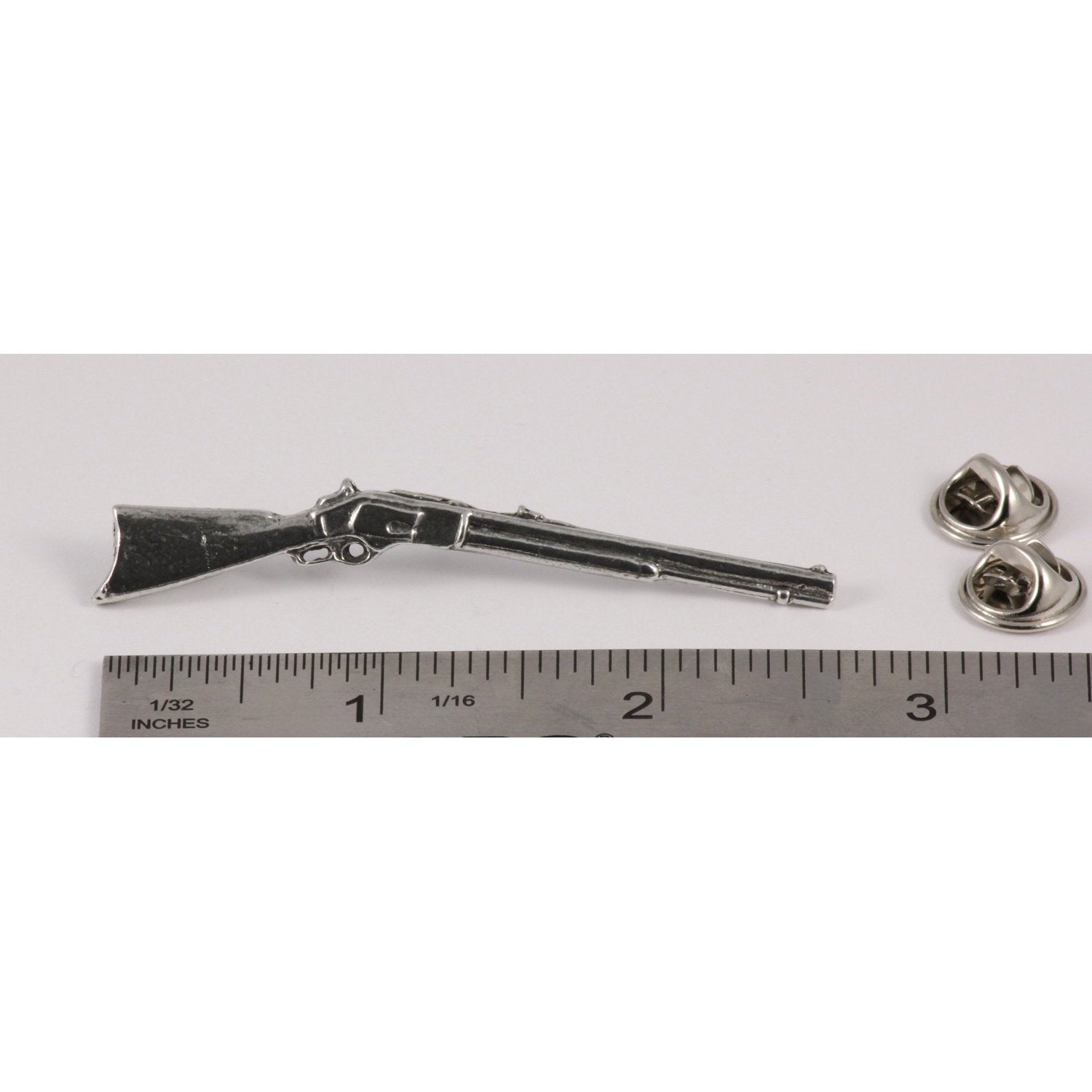 A handcrafted Lever Action Pin next to a ruler, available for sale at Creativeartisan.com - the image offers a sense of scale
