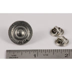 A handcrafted Shotgun Shell Brass 20 Gage Pin next to a ruler, available for sale at Creativeartisan.com - the image offers a sense of scale