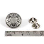 A handcrafted Clay Target Plain Pin next to a ruler, available for sale at Creativeartisan.com - the image offers a sense of scale