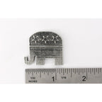 A handcrafted Republic Elephant Pin next to a ruler, available for sale at Creativeartisan.com - the image offers a sense of scale