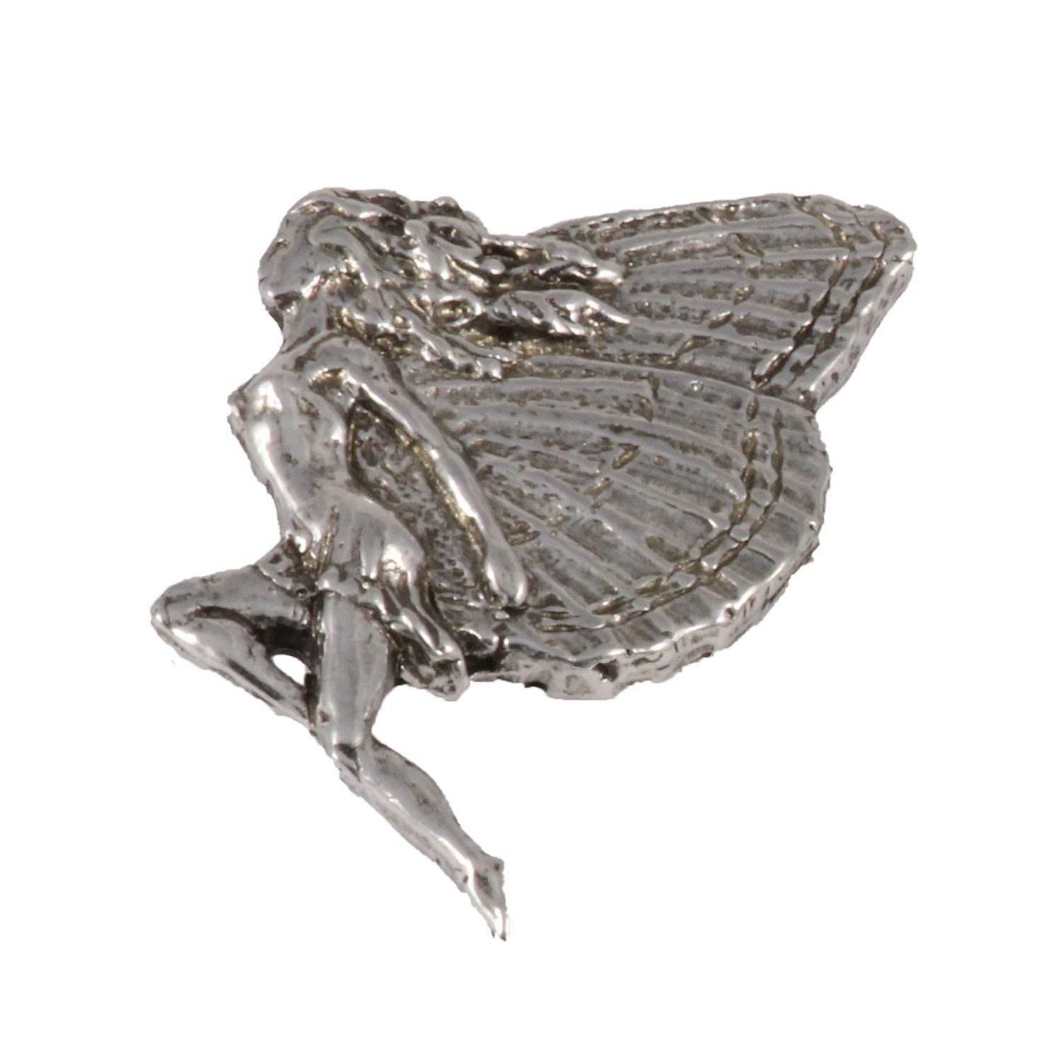 Detailed Antique Pewter Fairy Pin that can be worn on a hat, jacket, backpack, etc.