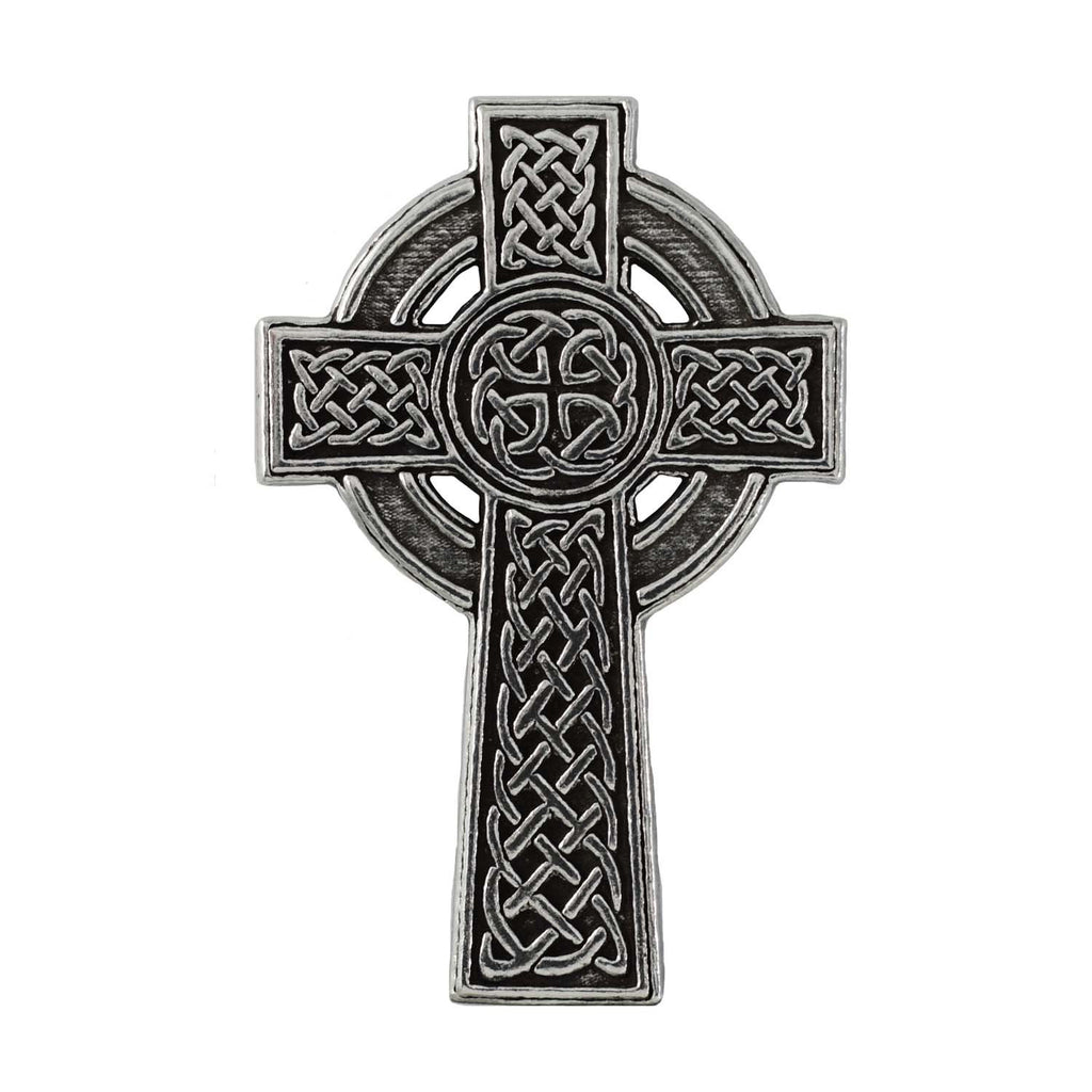 Detailed Antique Pewter Celtic Cross New Pin that can be worn on a hat, jacket, backpack, etc.