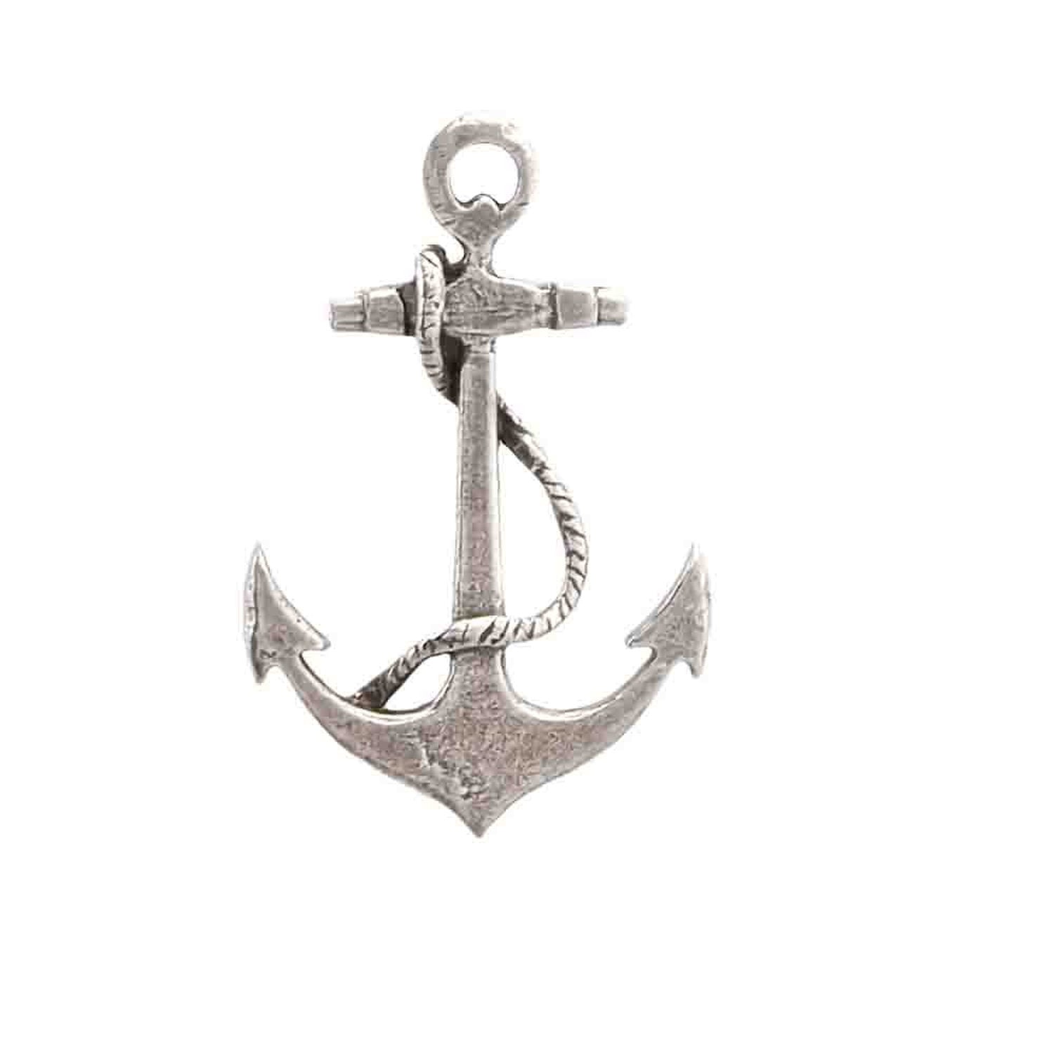 Detailed Antique Pewter Anchor Pin that can be worn on a hat, jacket, backpack, etc.