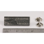 A handcrafted Tall Trees Pin next to a ruler, available for sale at Creativeartisan.com - the image offers a sense of scale