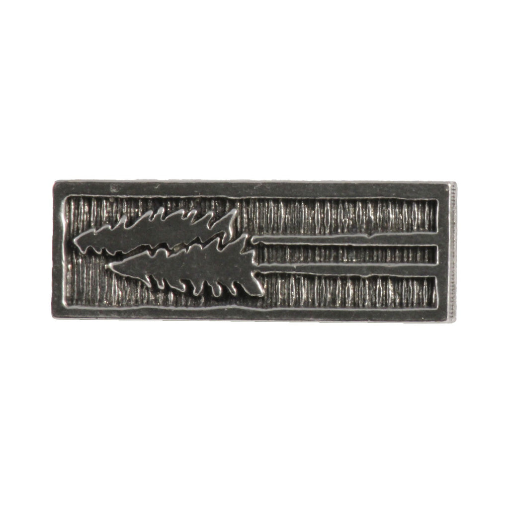 Detailed Antique Pewter Tall Trees Pin that can be worn on a hat, jacket, backpack, etc.