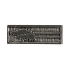 Detailed Antique Pewter Tall Trees Pin that can be worn on a hat, jacket, backpack, etc.