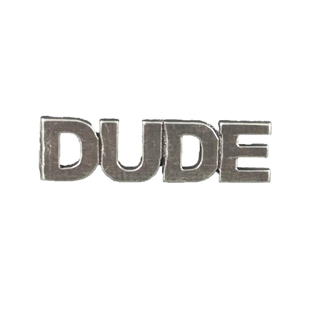 Detailed Antique Pewter Dude Pin that can be worn on a hat, jacket, backpack, etc.
