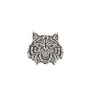 Detailed Antique Pewter Wildcat Pin that can be worn on a hat, jacket, backpack, etc.