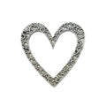 Detailed Antique Pewter Big Heart Pin that can be worn on a hat, jacket, backpack, etc.