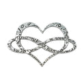 Detailed Antique Pewter Infinity Heart Pin that can be worn on a hat, jacket, backpack, etc.