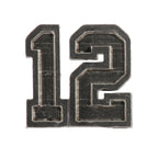 Detailed Antique Pewter #12 Pin that can be worn on a hat, jacket, backpack, etc.