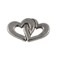 Detailed Antique Pewter Double Heart Pin that can be worn on a hat, jacket, backpack, etc.