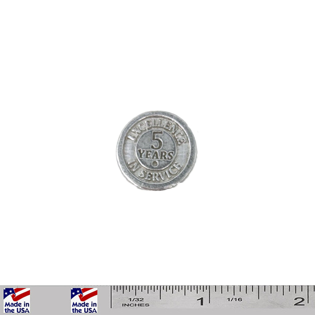 A handcrafted 5 Year Star Pin next to a ruler, available for sale at Creativeartisan.com - the image offers a sense of scale