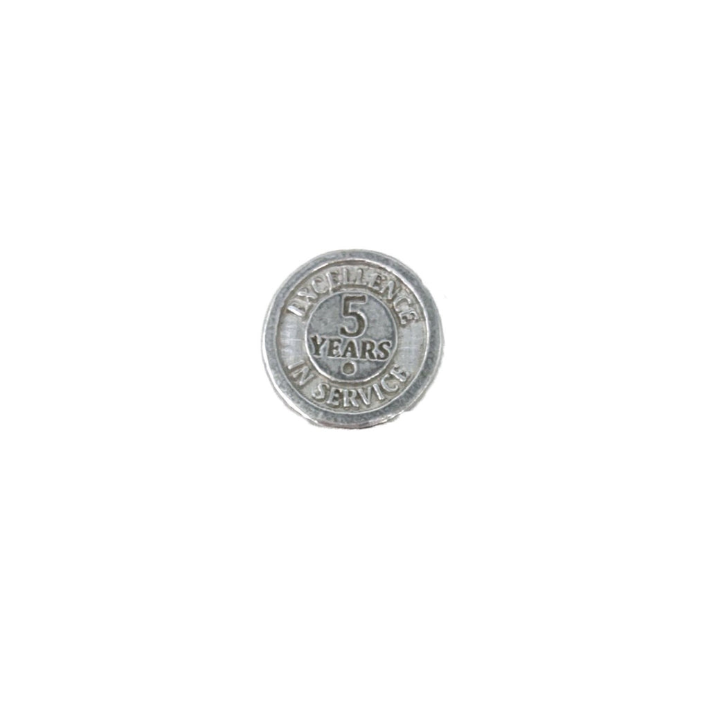 Detailed Antique Pewter 5 Year Star Pin that can be worn on a hat, jacket, backpack, etc.