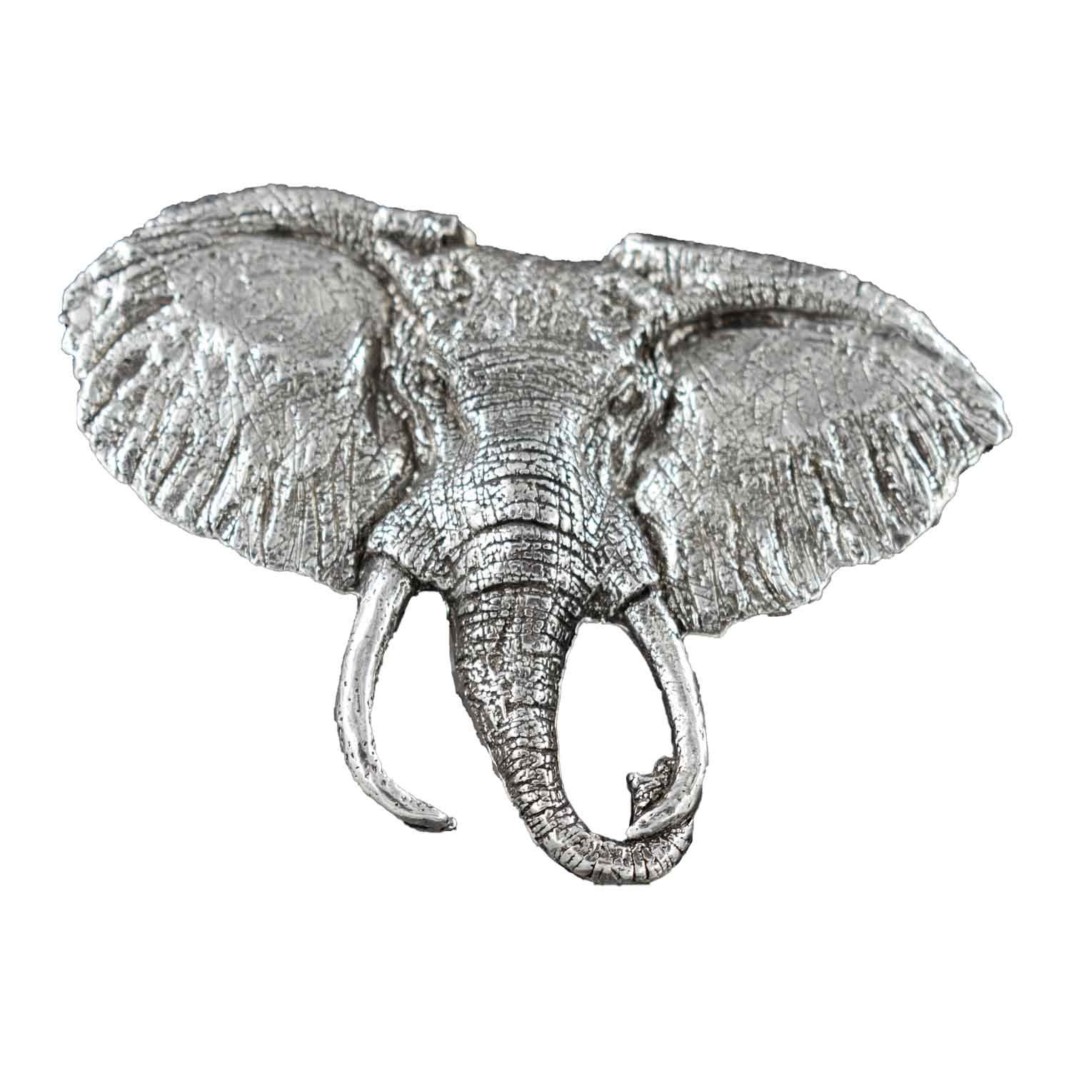 Detailed Antique Pewter Elephant with Tusks Pin that can be worn on a hat, jacket, backpack, etc.