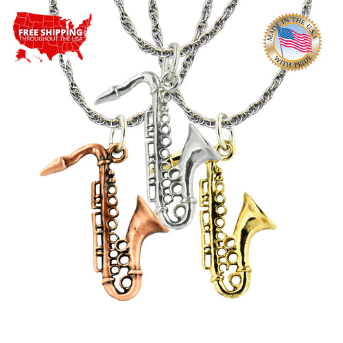 3D Saxaphone Instrument Pendant A1151PEN