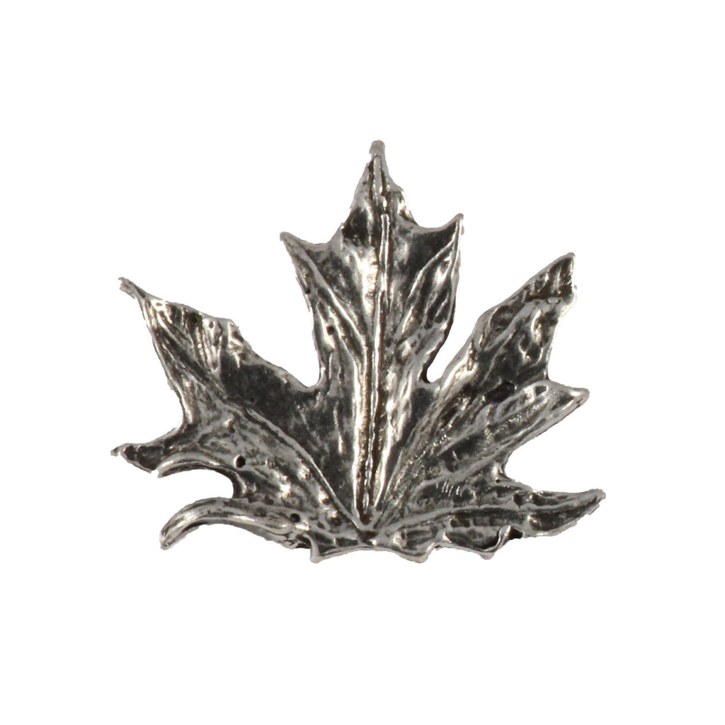 Detailed Antique Pewter Maple Leaf Pin that can be worn on a hat, jacket, backpack, etc.