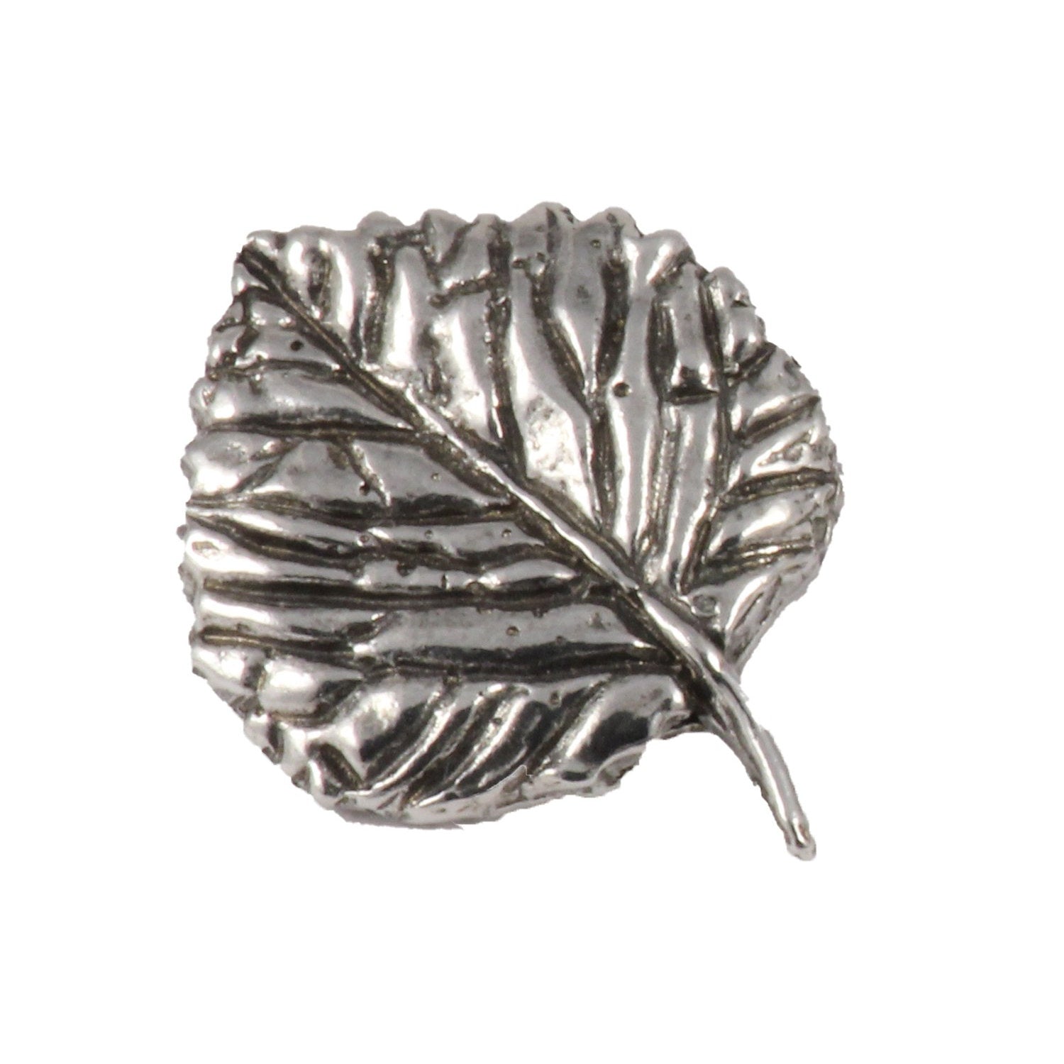 Detailed Antique Pewter Aspen Leaf Pin that can be worn on a hat, jacket, backpack, etc.