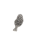 Detailed Antique Pewter Morel Mushroom Pin that can be worn on a hat, jacket, backpack, etc.
