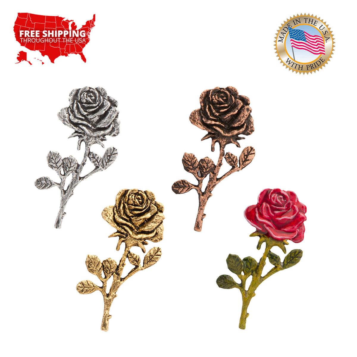 Rose With Stem Premium Pin A137PR
