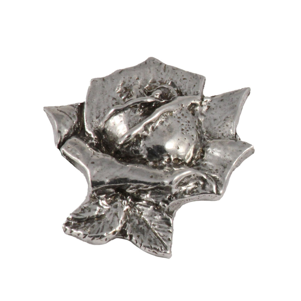 Detailed Antique Pewter Rose Flower Pin that can be worn on a hat, jacket, backpack, etc.