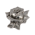 Detailed Antique Pewter Rose Flower Pin that can be worn on a hat, jacket, backpack, etc.