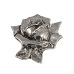 Detailed Antique Pewter Rose Flower Pin that can be worn on a hat, jacket, backpack, etc.