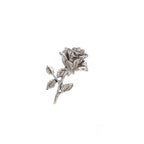 Detailed Antique Pewter Rose With Stem Pin that can be worn on a hat, jacket, backpack, etc.