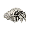 Detailed Antique Pewter Hermit Crab Pin that can be worn on a hat, jacket, backpack, etc.