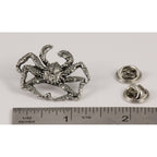 A handcrafted King Crab Pin next to a ruler, available for sale at Creativeartisan.com - the image offers a sense of scale