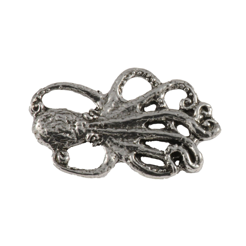 Detailed Antique Pewter Octopus Pin that can be worn on a hat, jacket, backpack, etc.